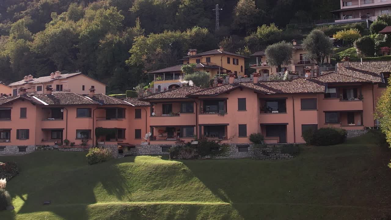 Stunning aerial view of charming homes in the Italian Alps