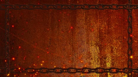 animación de bucle de fondo de la cadena oxidada con partículas de brasa de chispa