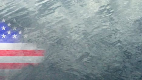 us flag on water