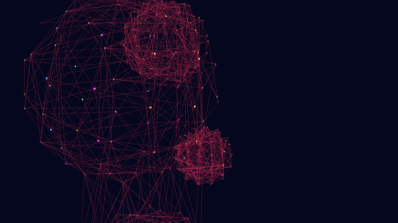 Connected dots and lines in geometric abstract sphere on black gradient