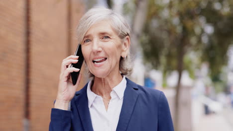 Phone-call,-city-and-business-senior-woman