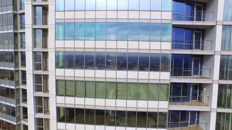 glass building front view. highrise building facade corporate office