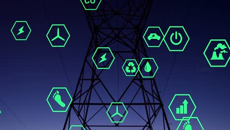 Animation-of-digital-icons-over-power-lines