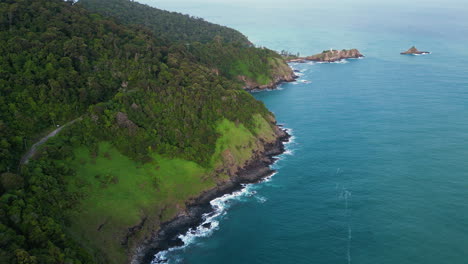 pristine tropical coast of mu ko lanta national park thailand, aerial panorama