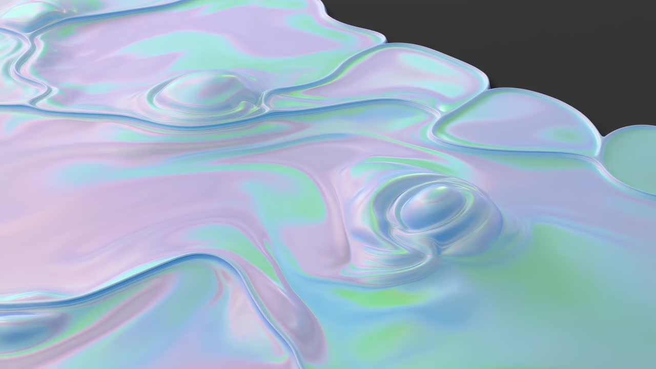 Superficie liquida iridescente astratta che scorre e si trasforma