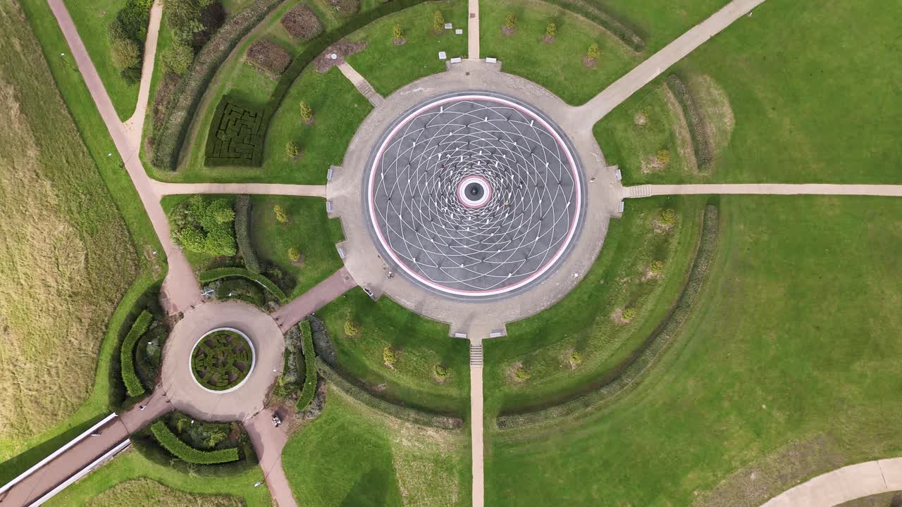 Milton Keynes Rose - A Public Monument and Gathering Space Located in Campbell Park, Milton Keynes, UK - Aerial Topdown Shot