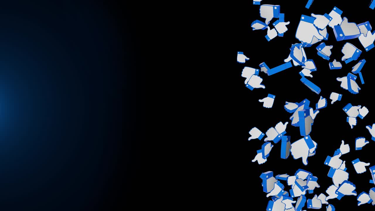 3d social media like buttons floating and rotating lopp social networking like gesture positive or