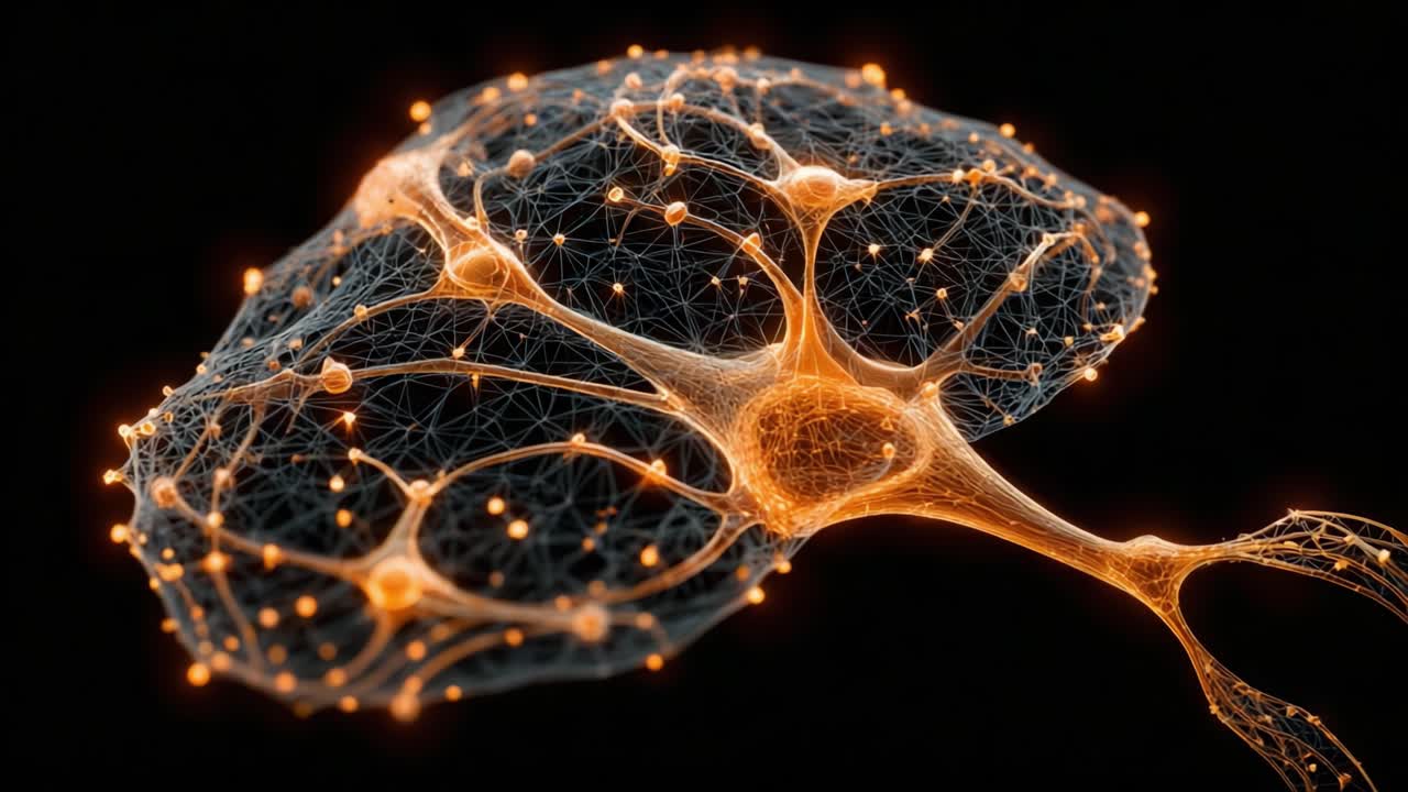 A Stunning Visualization of a Digital Brain Structure, Showcasing Intricate Network Connections of Neurons and Synapses in Vividly Illuminated Detail