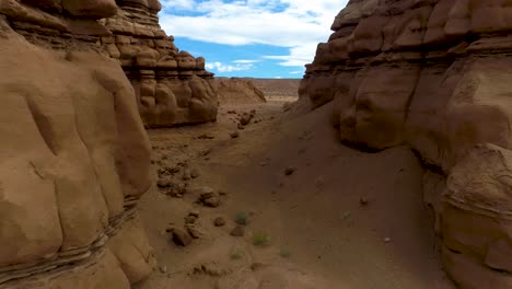 beautiful aerial footage of canyons full of red rocks in utah