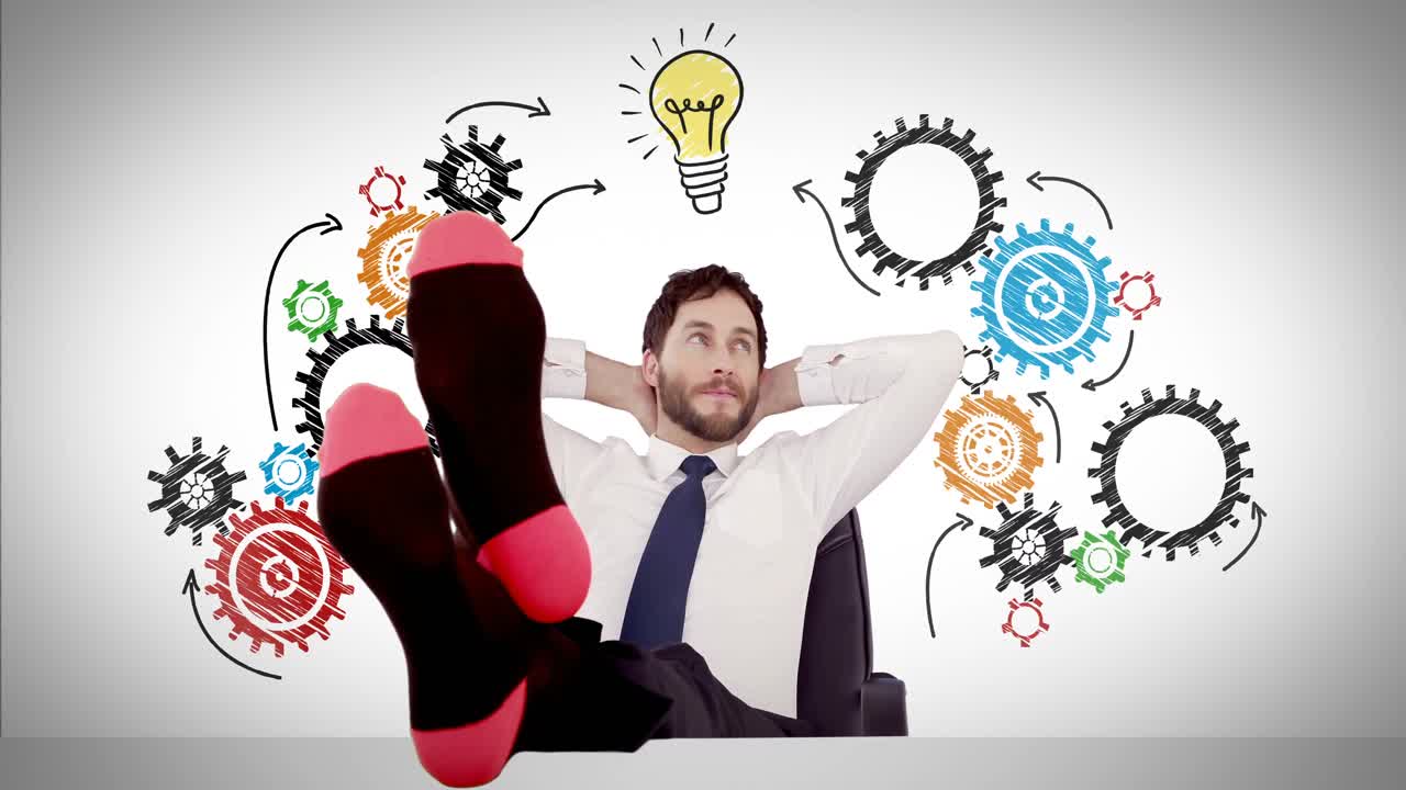 의자 에 앉아 있는 사업가 의 디지털 복합 이미지