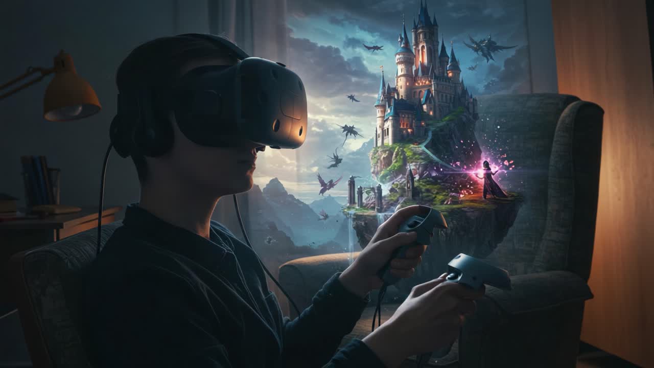 Avventura immersiva nella realtà virtuale: un viaggio in regni incantati con castelli mozzafiato e creature mitiche svelati attraverso una tecnologia all'avanguardia