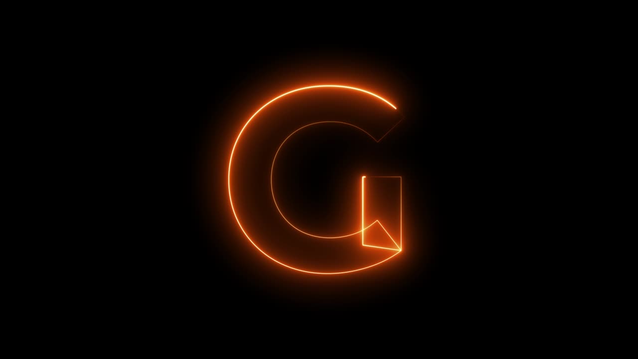 animación de neón letra sin costuras g. fondo de video 4k.