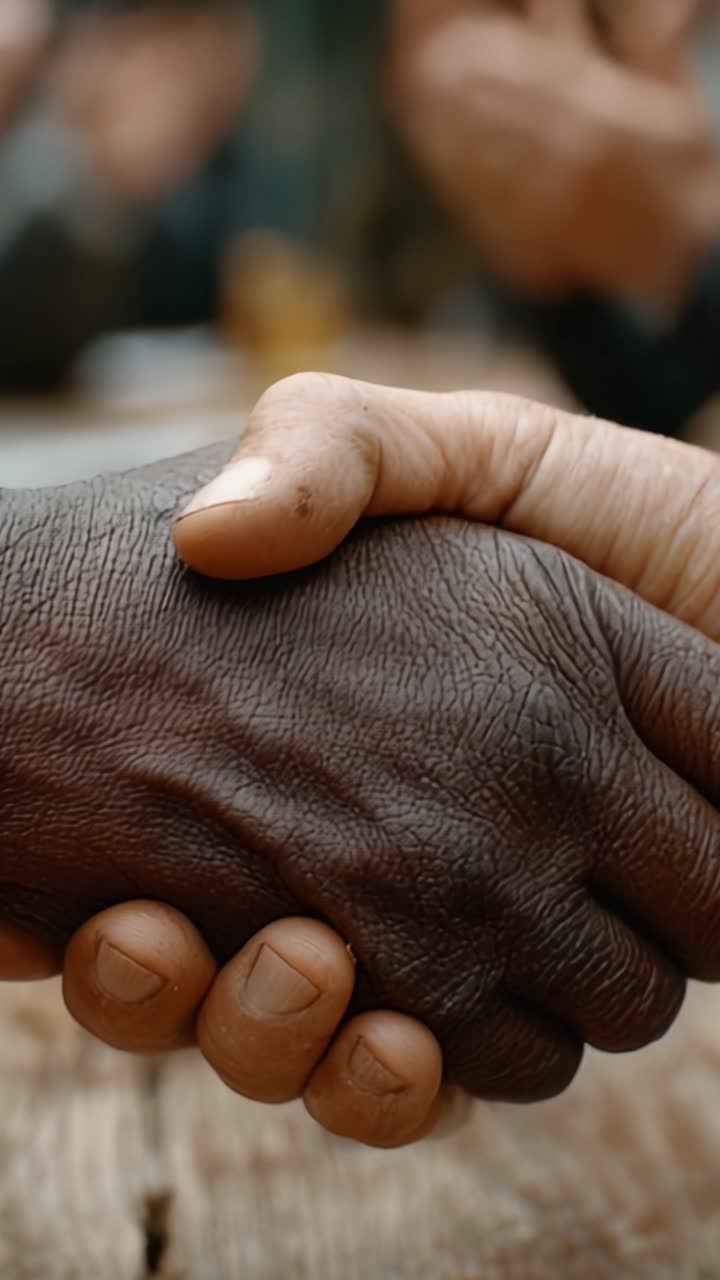 A Powerful Moment of Connection: Emphasizing Unity and Solidarity Through the Gesture of a Handshake, Symbolizing Friendship Across Different Backgrounds