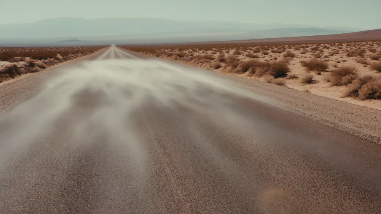 Desert Road with Blowing Dust