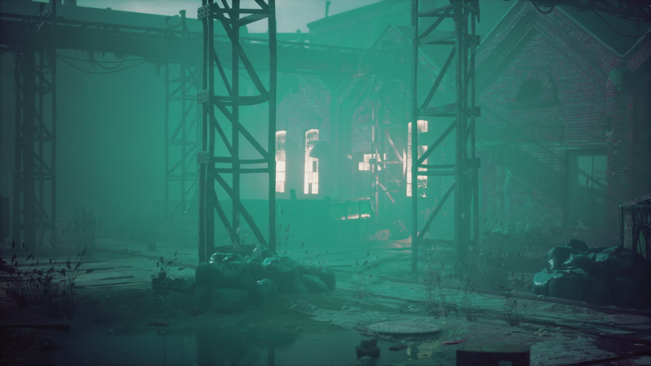 callejón oscuro del almacén de la fábrica por la noche