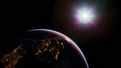 Blick-Auf-Den-Planeten-Erde-Aus-Dem-Weltraum,-Der-Eine-Realistische-Erdoberfläche-Zeigt
