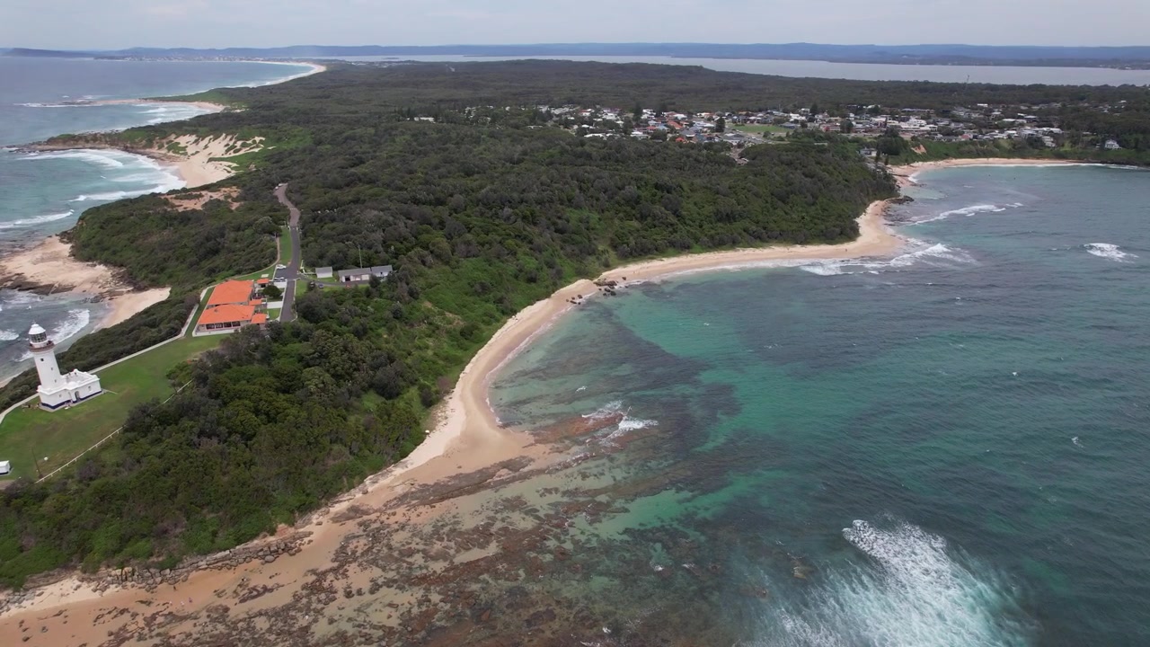 Luftfoto af Lighthouse Beach om dagen i New South Wales, Australien.
