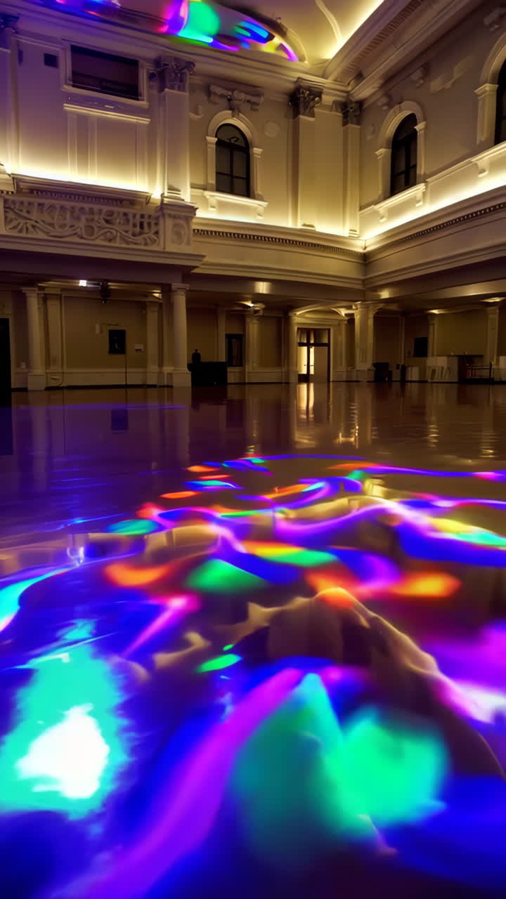 Grand Hall with Colorful Light Reflections