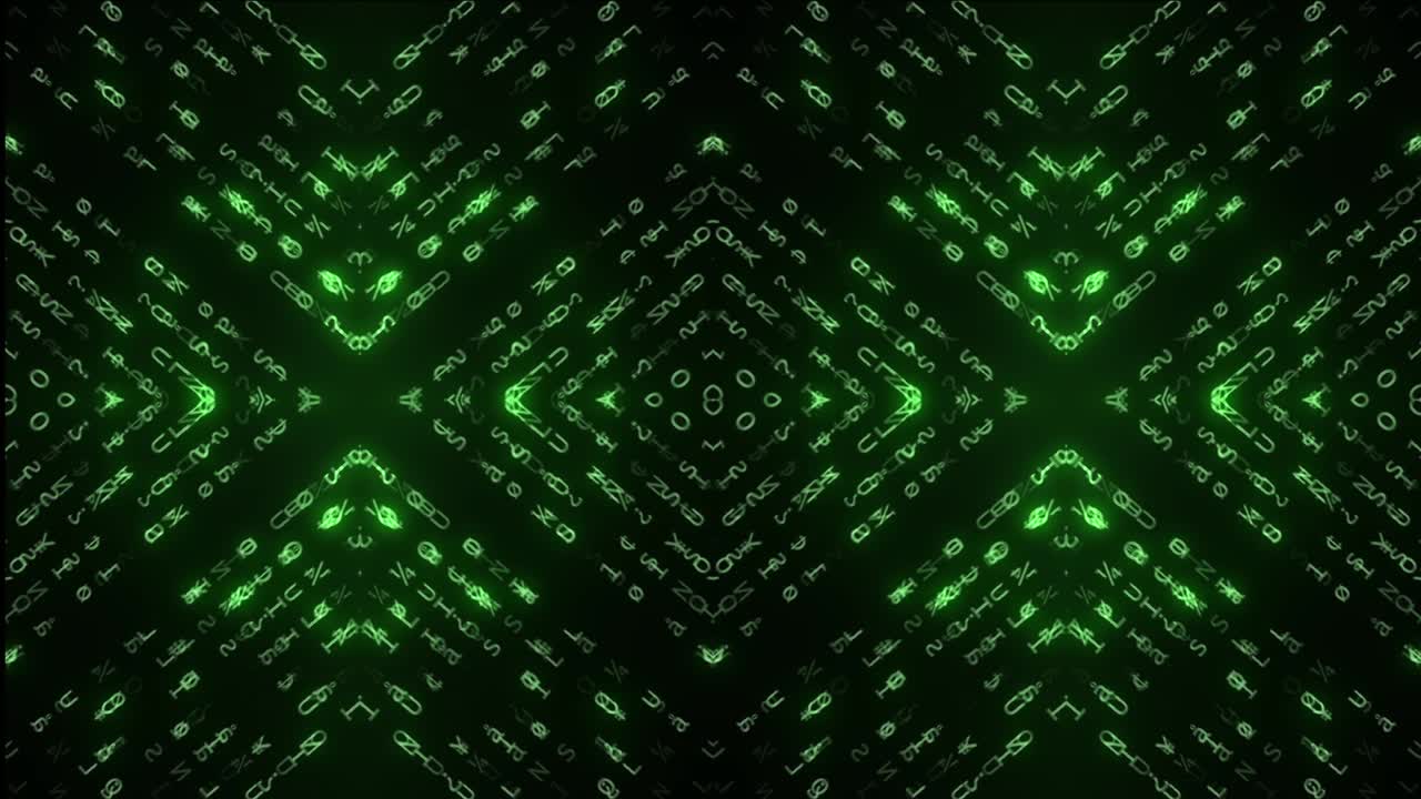 Abstract Glowing Green Geometric Pattern