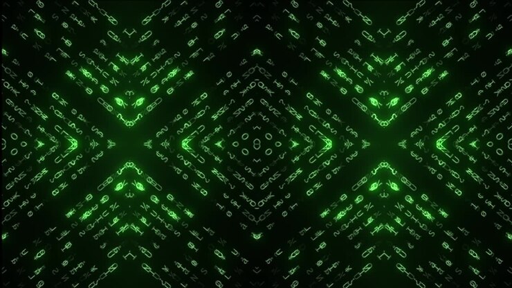 Abstract Glowing Green Geometric Pattern