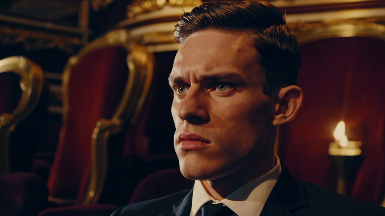 Man in Formal Wear at the Theater