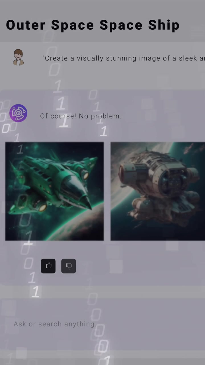 Animation of binary coding and ai chat on white background