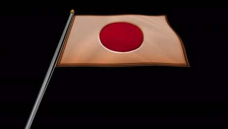 loop video of bronze japanese flag loop video fluttering in the wind, 4k uhd slow motion video with alpha channel.