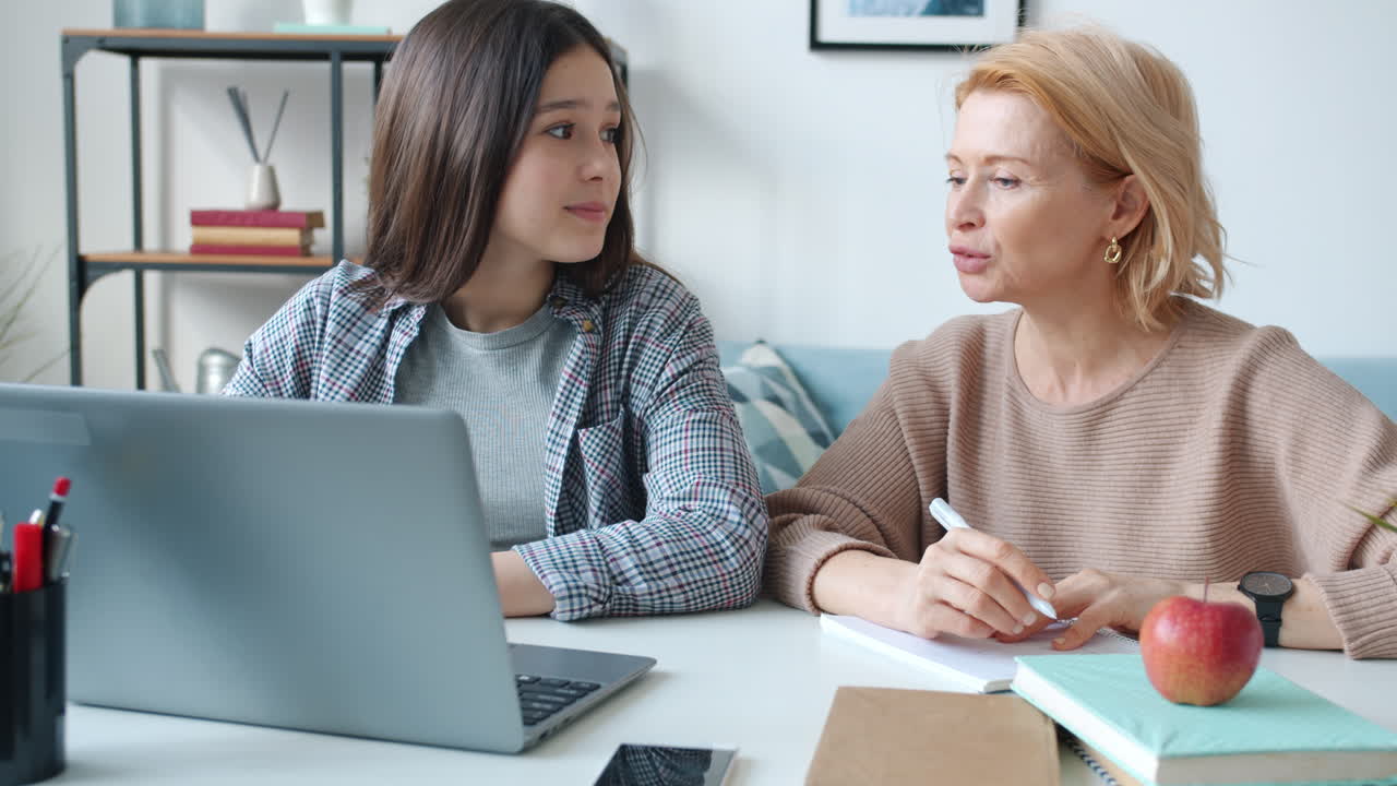 Teenage Girl Learning With Her Mother