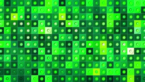 green abstract geometric pattern with circles and squares