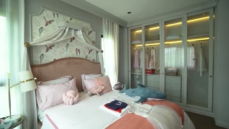 pink sea theme bedroom interior design no people