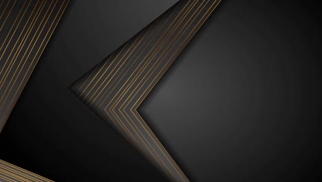abstracte zwarte geometrie beweging achtergrond met gouden lijnen