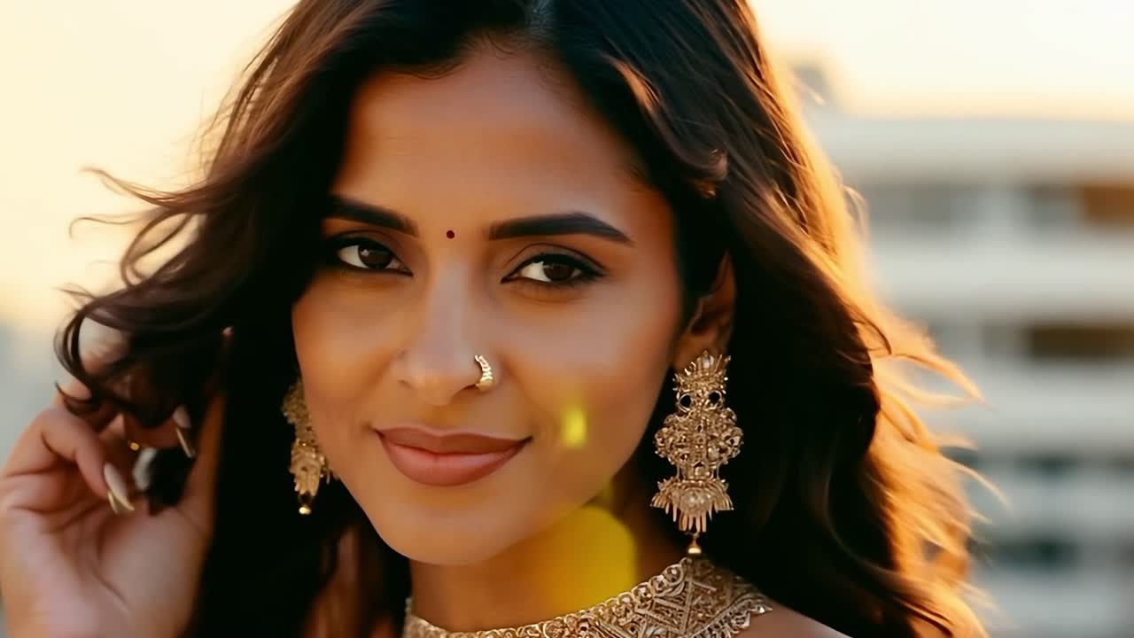 Schöne indische Frau in traditionellen Schmuckstücken