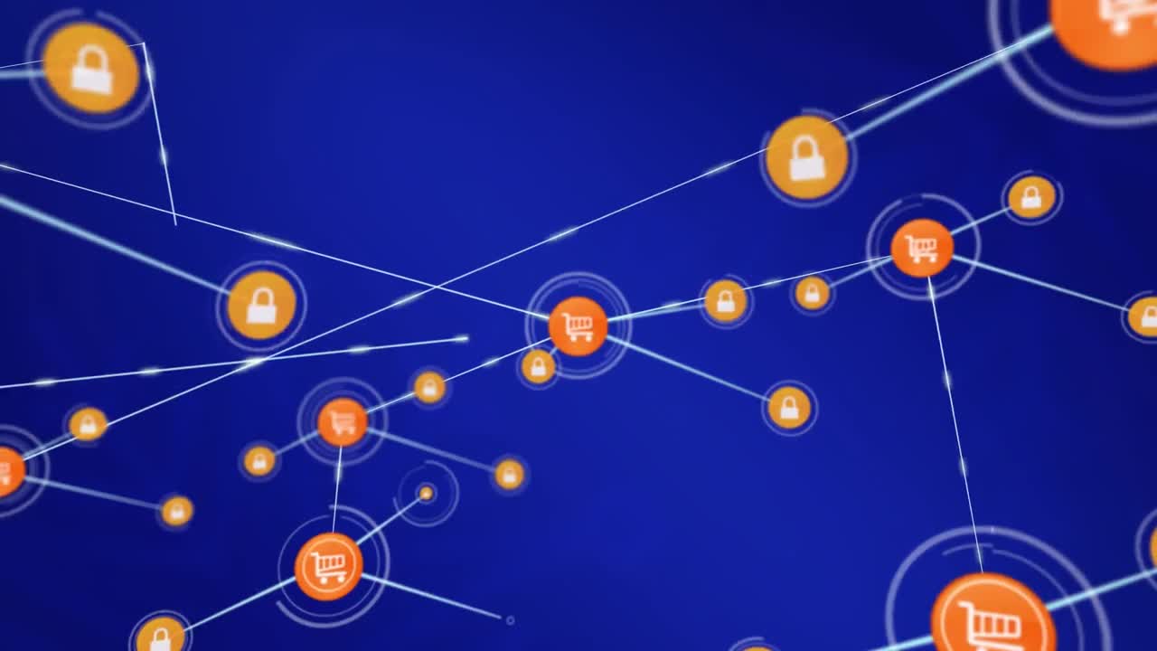Animazione di una rete di connessioni con icone