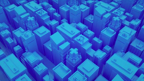 futuristic blue city with skyscrapers. camera moves through abstract isometric city. seamless loop background, 4k