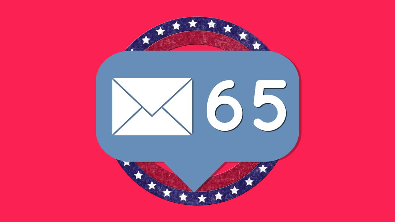 Animation of numbers growing over american flag stars and coloured on circles