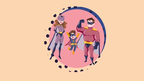 Composition-of-superhero-family-on-pink-background