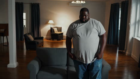 overweight man in distress