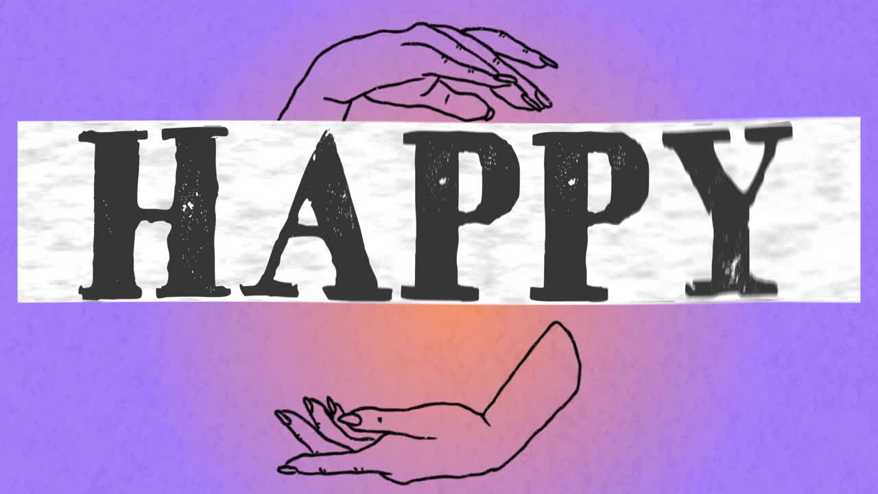 보라색과 오렌지색 그라디언트 배경에 손으로 그린 그림으로 할로윈 텍스트를 애니메이션화합니다.