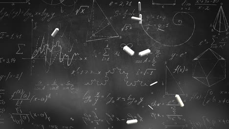 fórmula matemática de primer plano y elementos en la pizarra 8