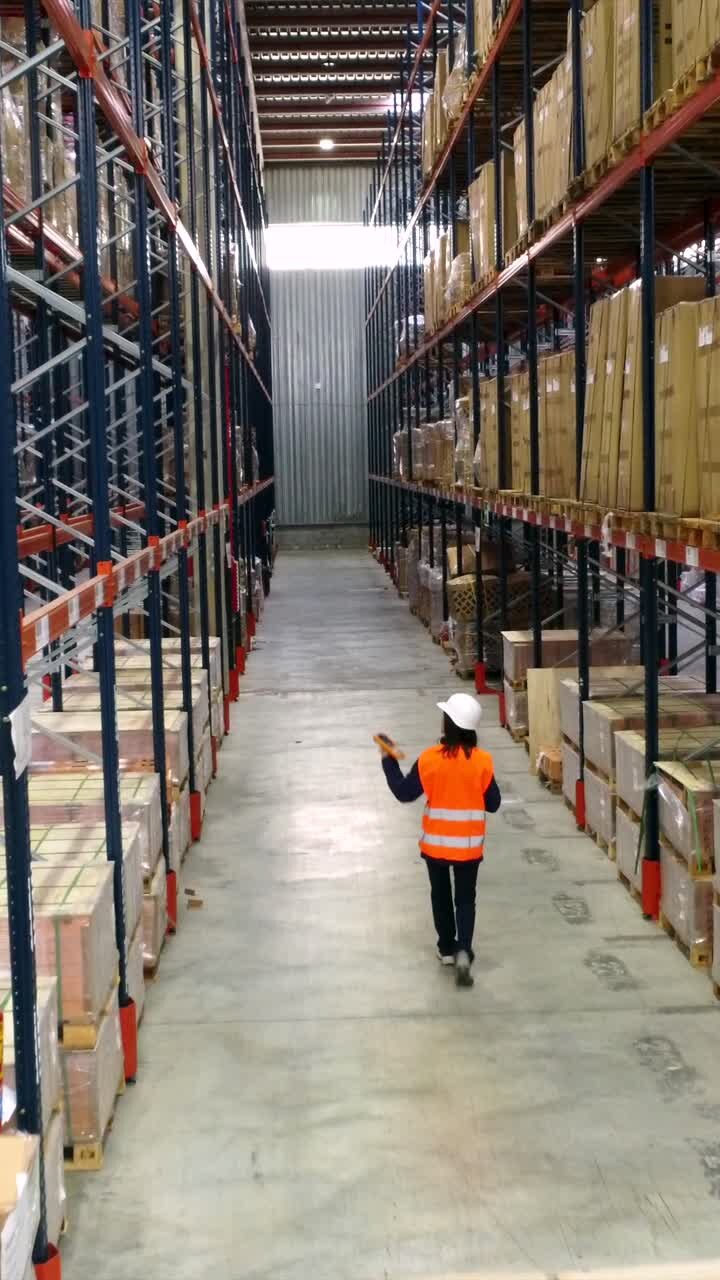 Warehouse Interior with Shelves and Boxes