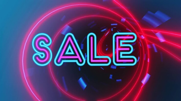 Animation of sale text over digital tunnel