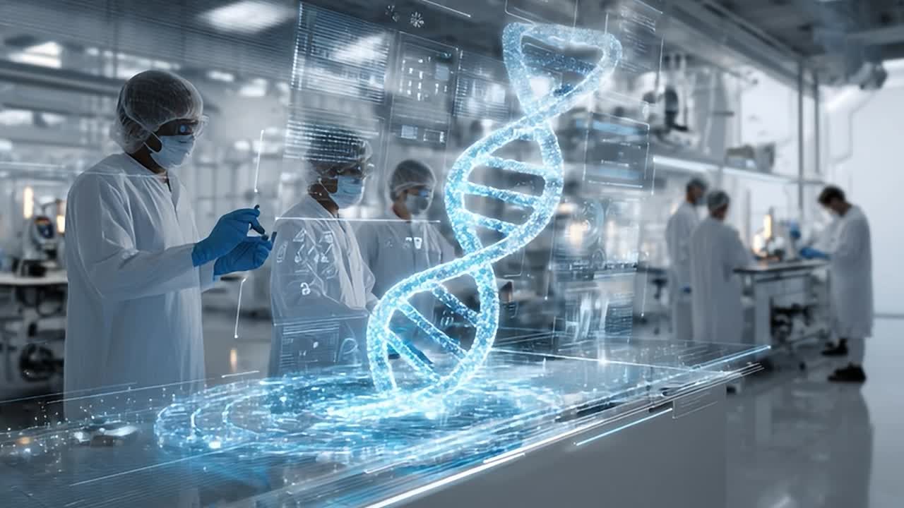 Innovative laboratory scene showcasing DNA analysis in a research facility