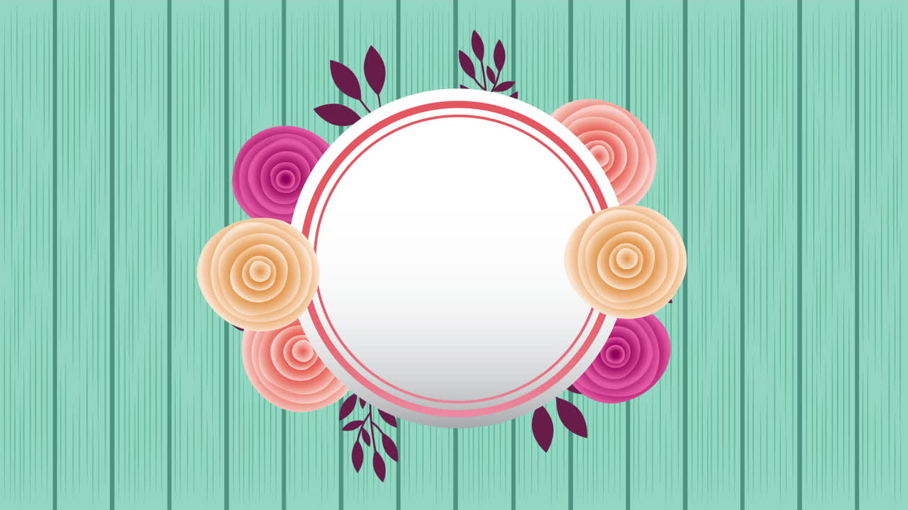 marco circular con un hermoso jardín de rosas