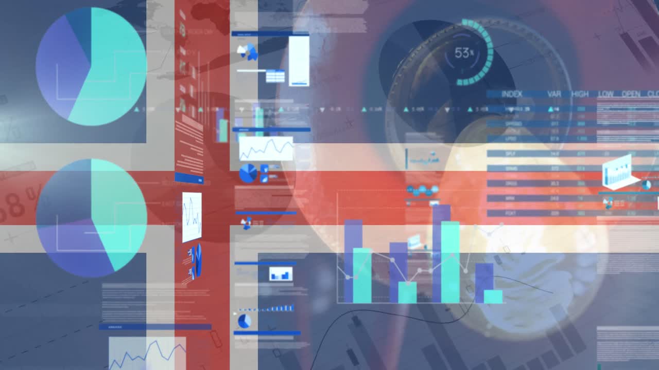 Animation of flag of iceland over data processing