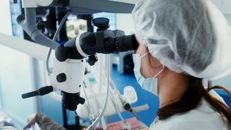 dental procedure with microscope