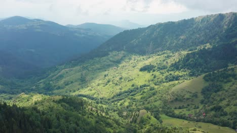 beautiful serbia mountainous landscape, aerial view over green hillside valley