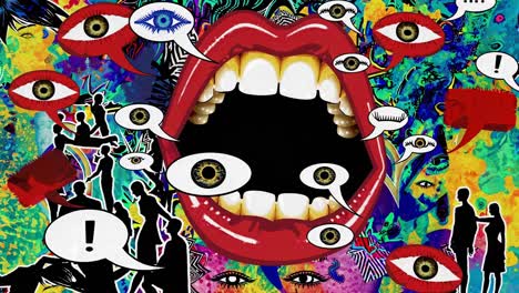 abstract pop art with open mouth and eyes