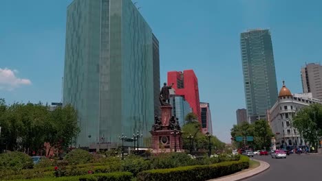 statue of christopher columbus in the roundabout of paseo la reforma in mexico city. conquest of america.