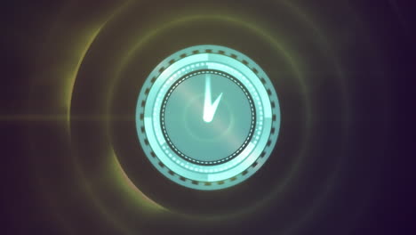 animación de reloj que se mueve rápido y procesamiento de datos sobre círculos