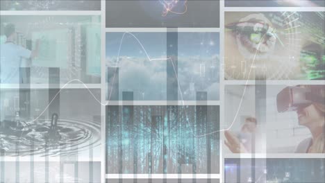 Animation of statistics and data processing over screens